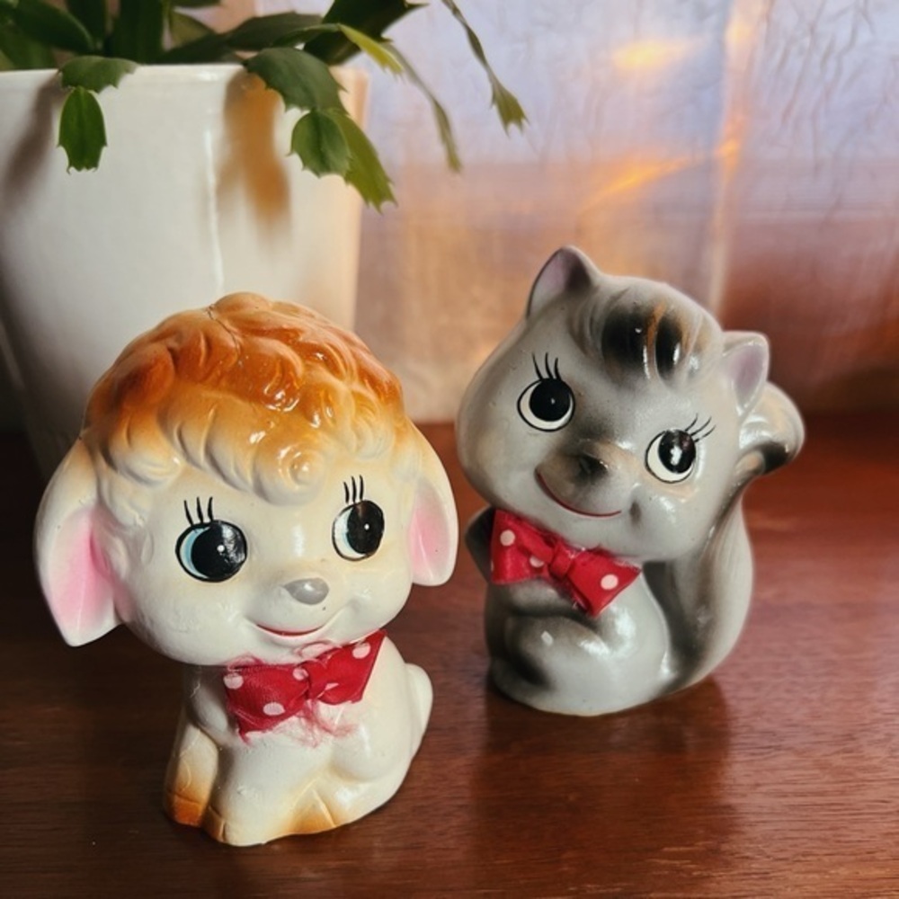 Vintage Lamb & Skunk Ceramic Coin Banks | Kitschy Home Decor